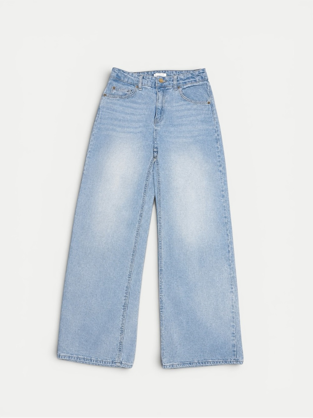 H&M Wide Leg High Rise Jeans Light Wash Women’s Size 8 99% Cotton